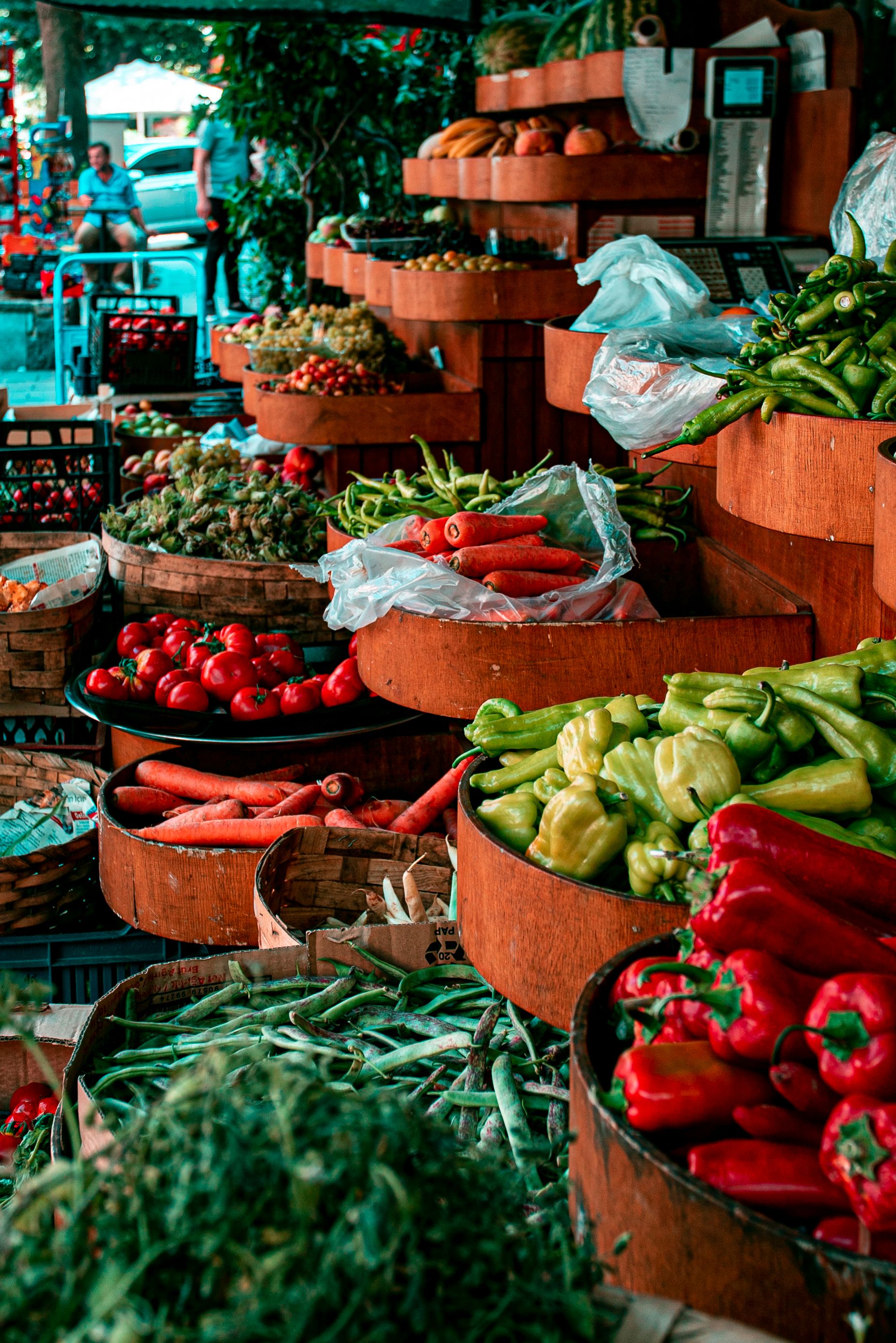Mercado de verduras frescas